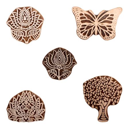 Set of 5 Piece New Mix Wooden Printing Block